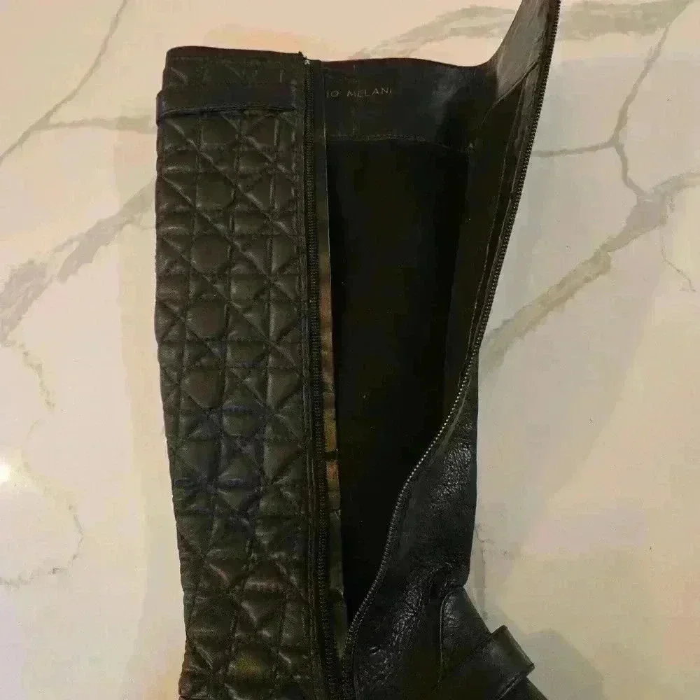 Antonio Melani Womens Tall Riding Boots Genuine Leather Black Size 7.5